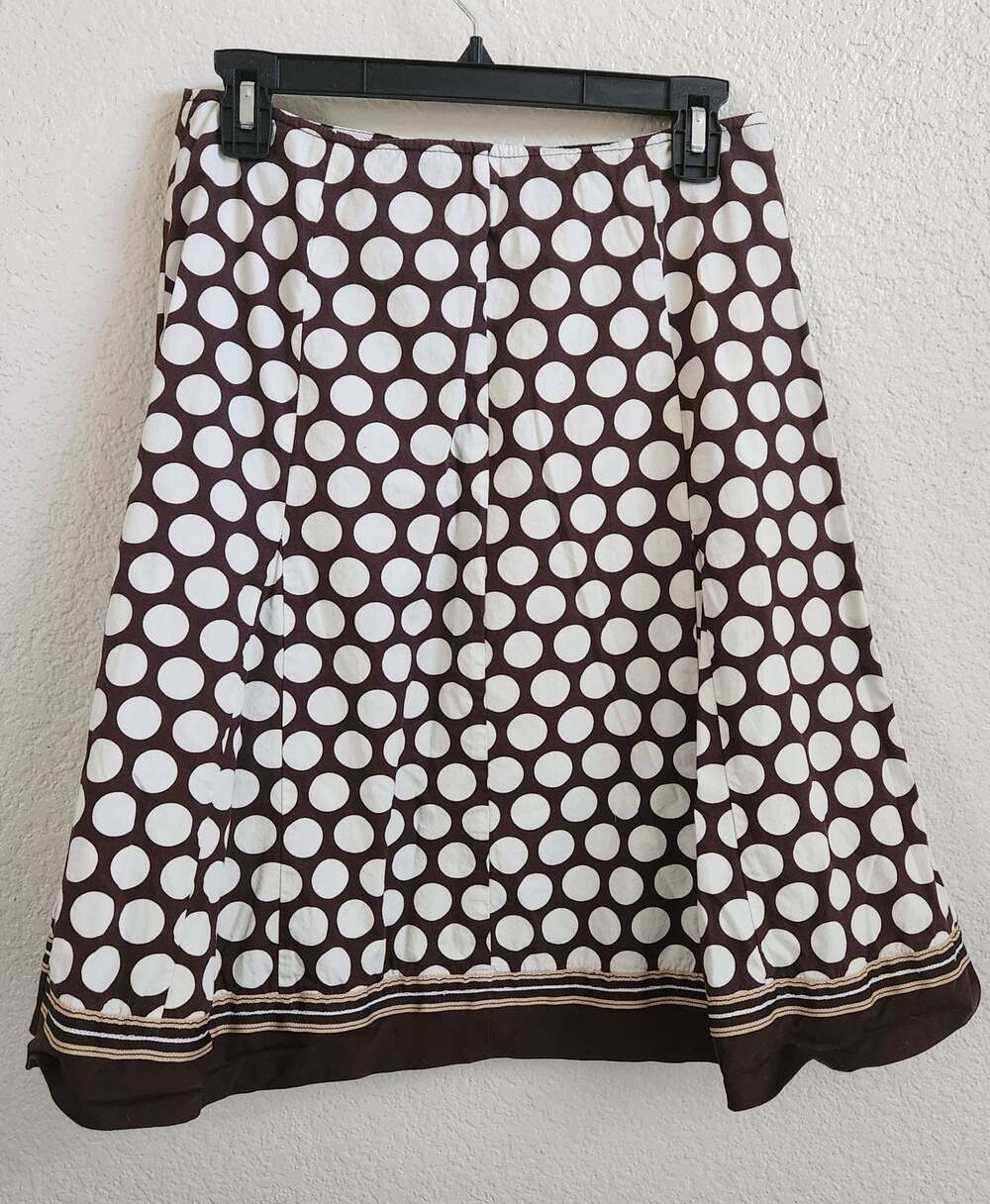 Cato Brown White Polka Dot A Line Above The Knee Skirt 8 Lightweight Soft